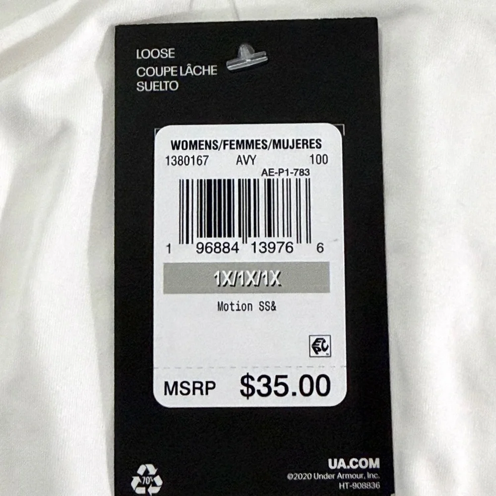 Under Armour Training Cropped Motion Top White Short Sleeve T-Shirt Size 1X - Picture 14 of 15